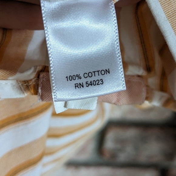 🍈 Banana Republic Classic Orange Striped Button Up Long-Sleeved Shirt L 16-16.5 - Picture 8 of 8